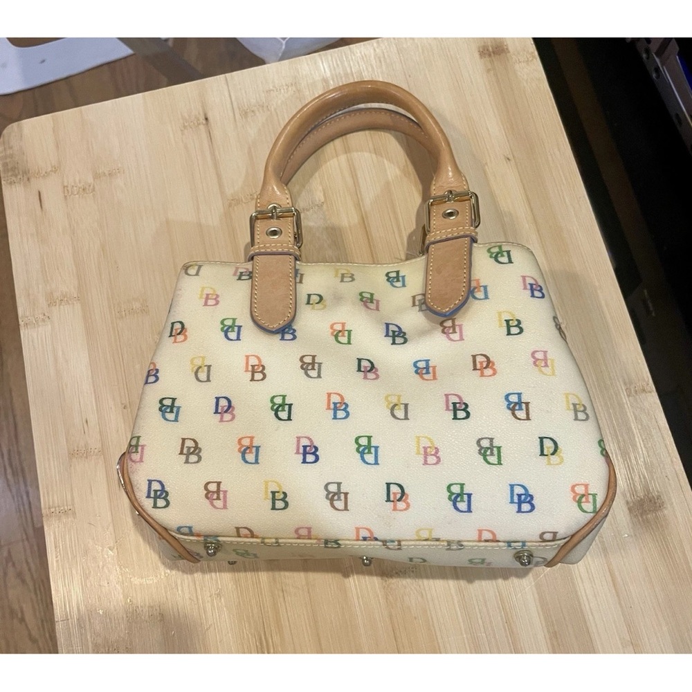 Dooney & Bourke Y2K Cream Satchel with Multicolor Logo
